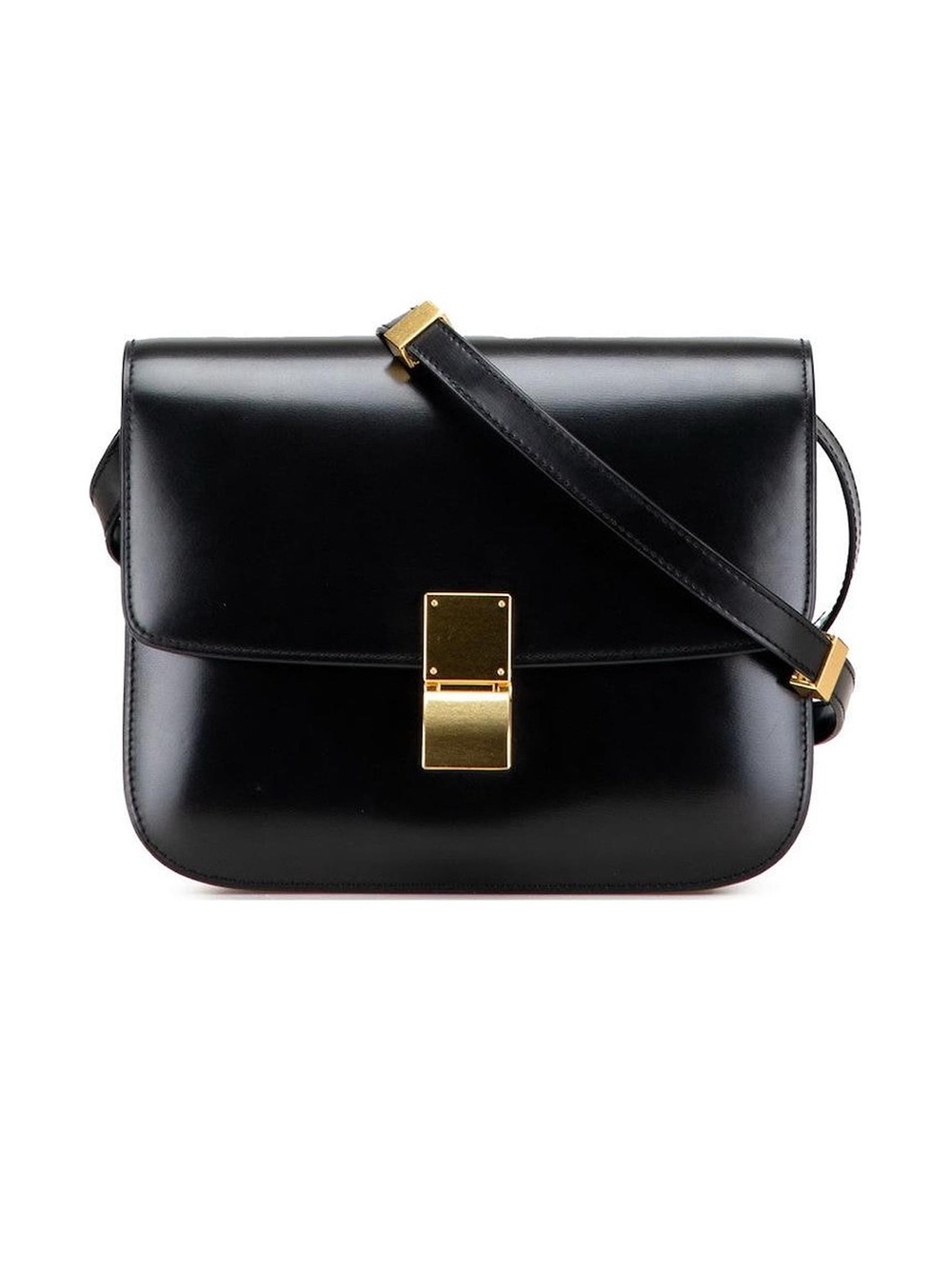 Celine Small Classic Box Bag Black Calfskin Gold Hardware Crossbody